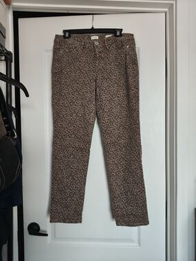 J. Jill Leopard Print Straight Leg Pants in Brown